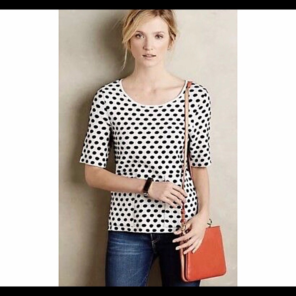 Anthropologie Moth black white polka dot top - Picture 3 of 6